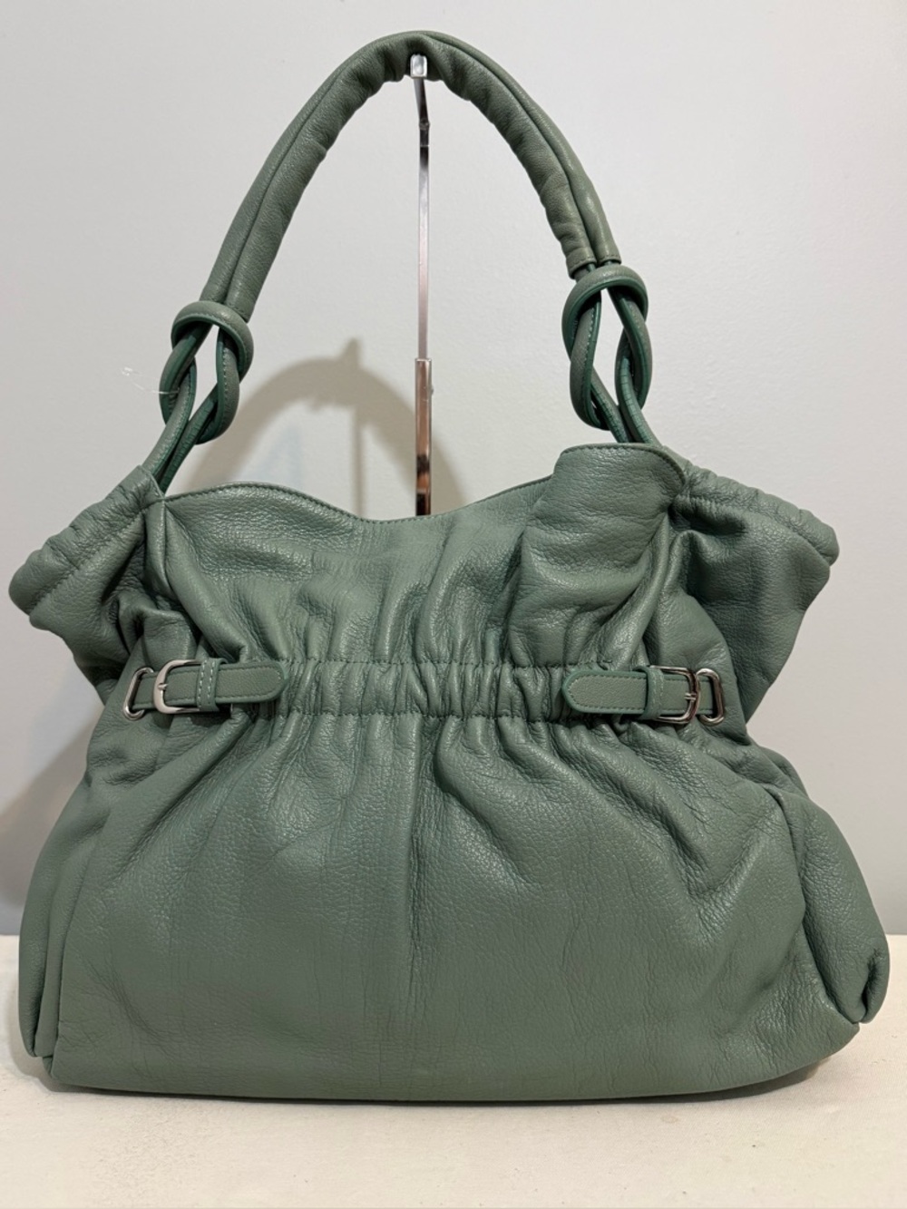 Barr + Barr NY Leather Shoulder Tote Bag Seafoam Green - Picture 3 of 16